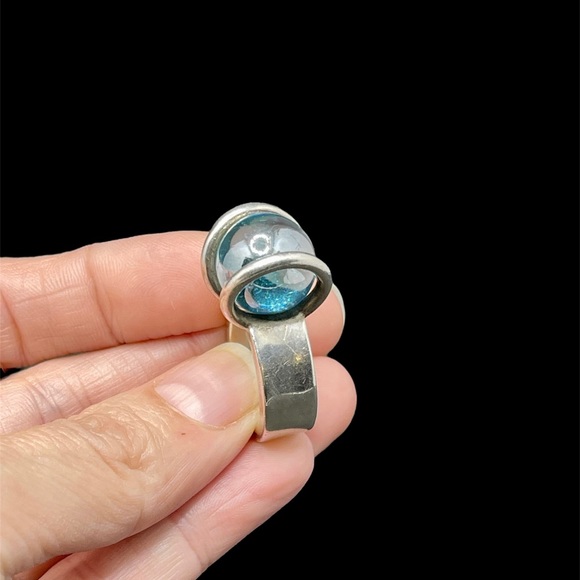 Mid century modern sterling ball ring - Picture 2 of 5